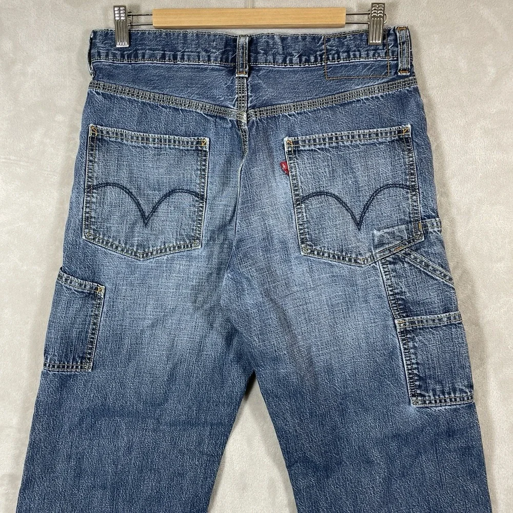 Vtg Levis Carpenter Jeans Mens 30x30 Loose Straight Y2K 2004 Faded Distressed